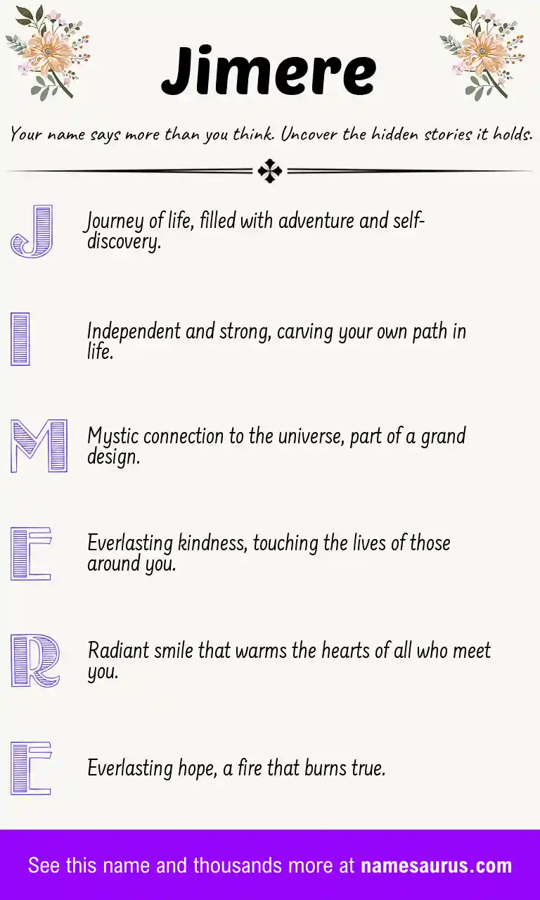 Acrostic poem about Jimere.