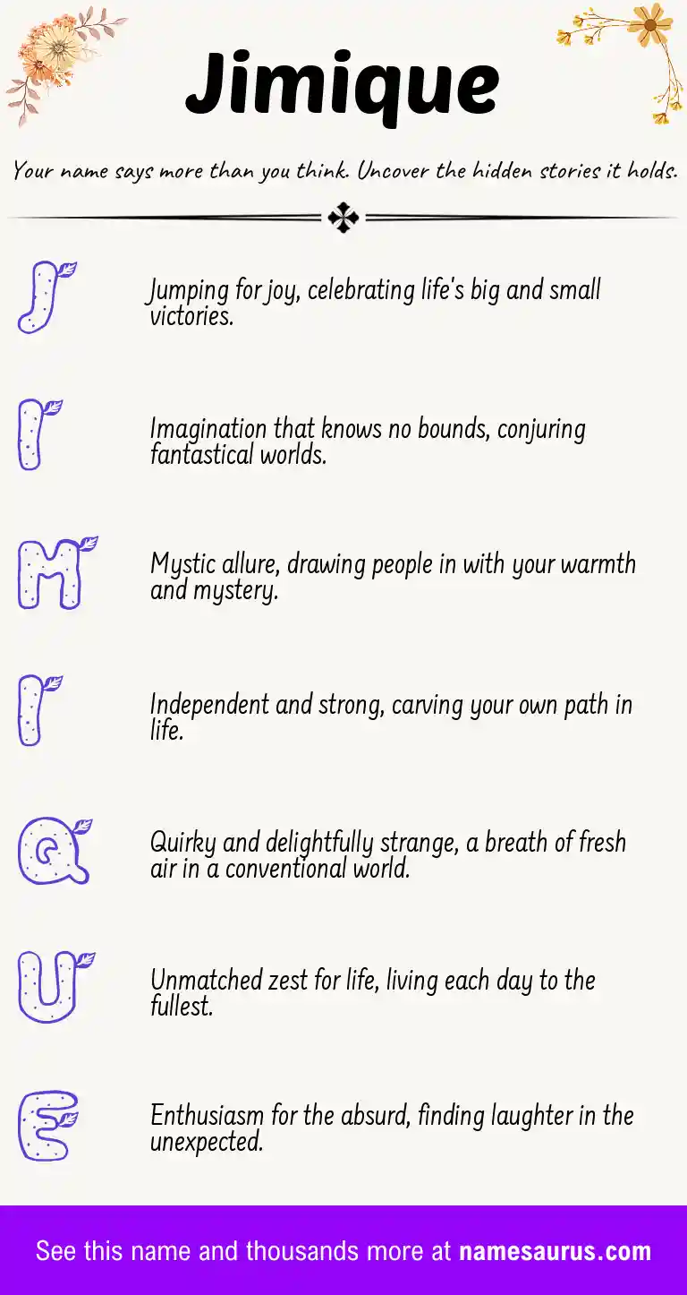 Acrostic poem about Jimique.