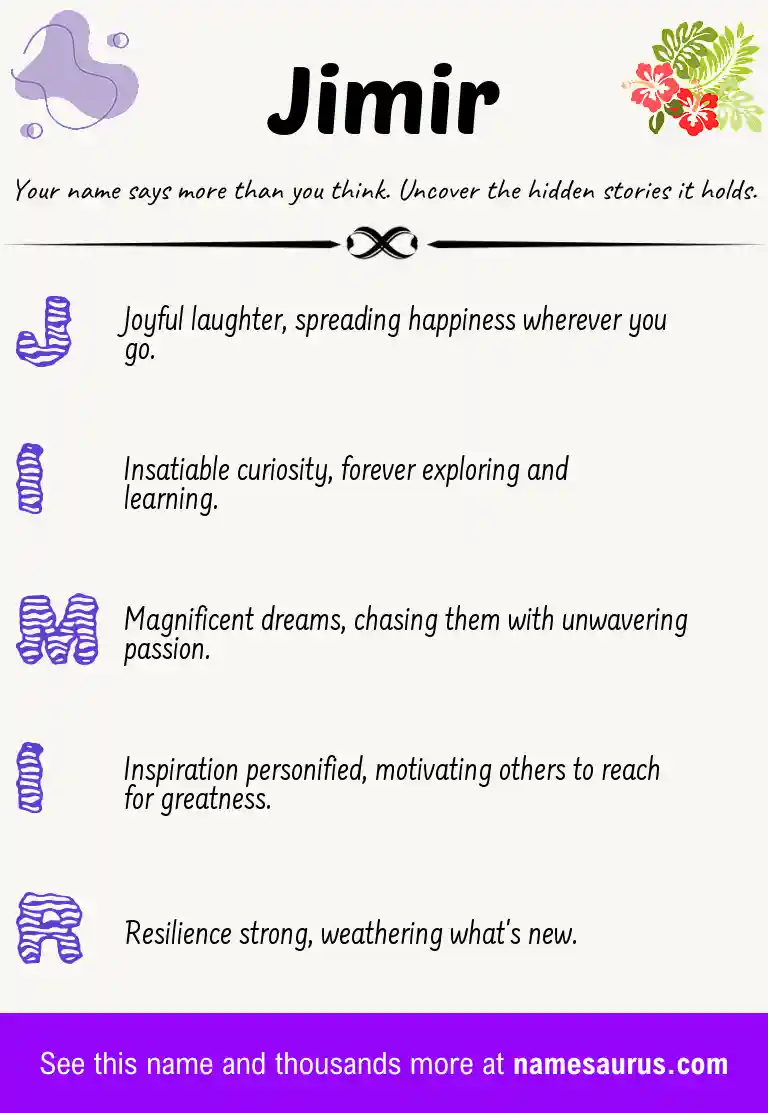 Acrostic poem about Jimir.