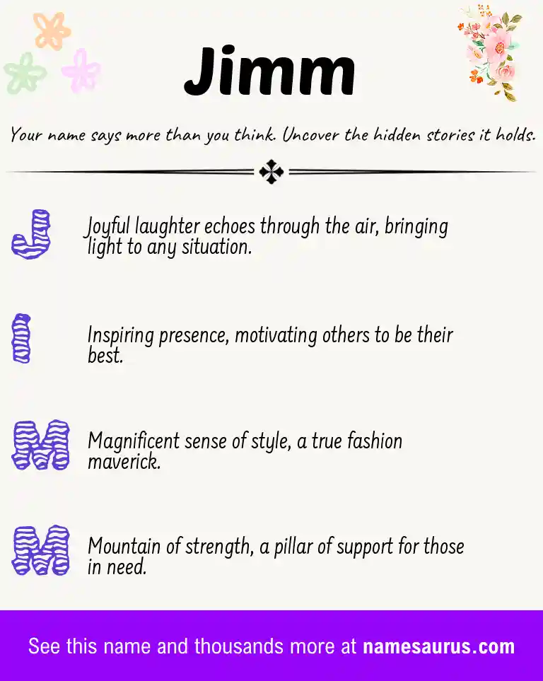 Acrostic poem about Jimm.