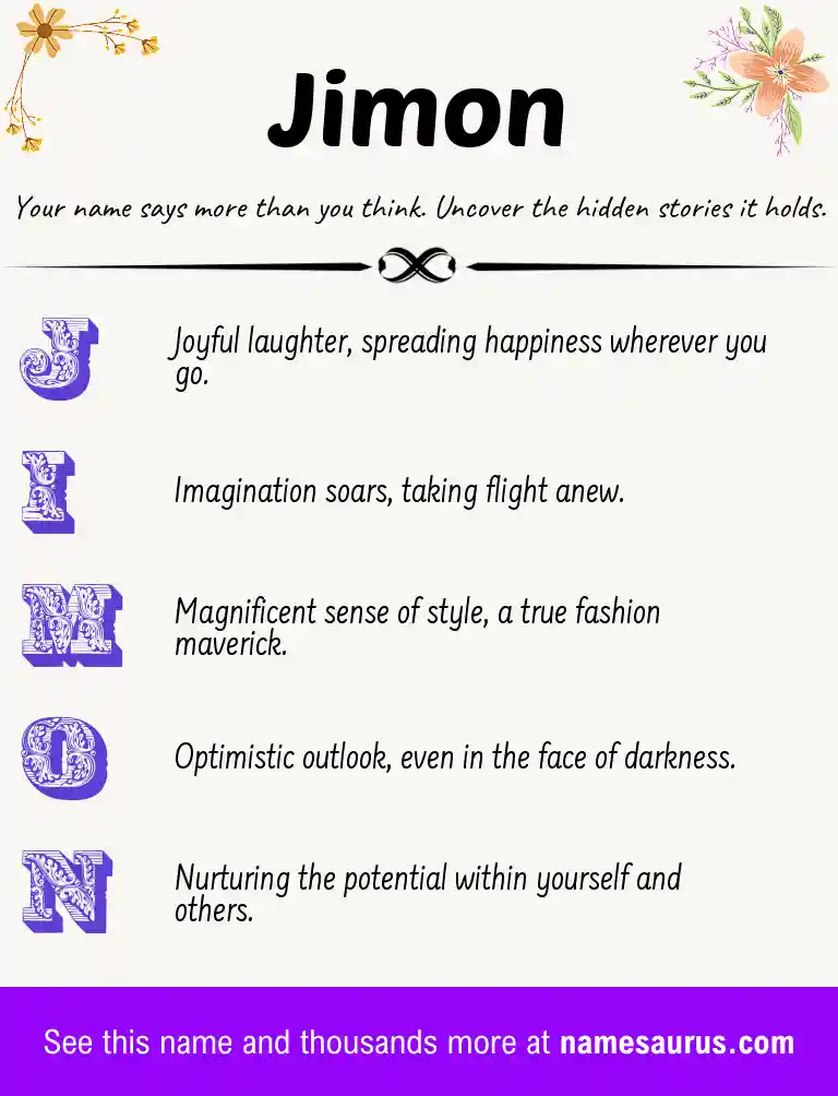 Acrostic poem about Jimon.