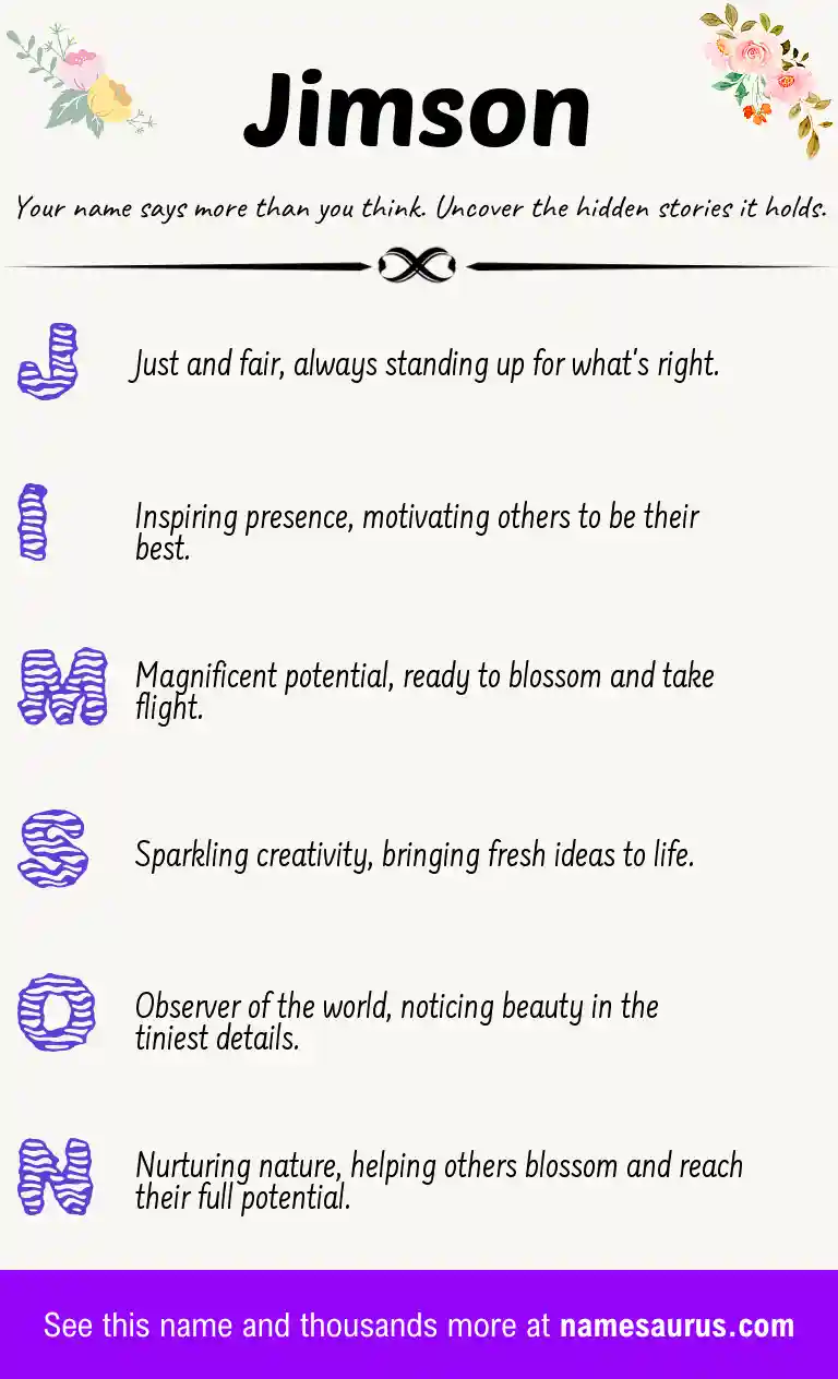 Acrostic poem about Jimson.