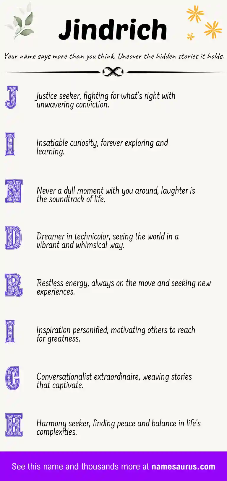 Acrostic poem about Jindrich.