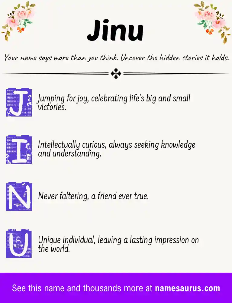 Acrostic poem about Jinu.