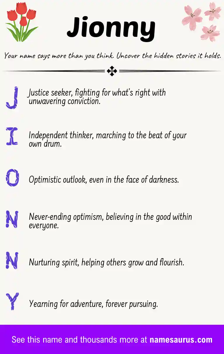 Acrostic poem about Jionny.
