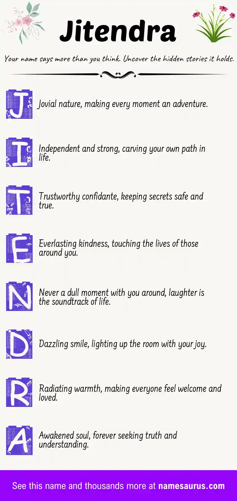 Acrostic poem about Jitendra.