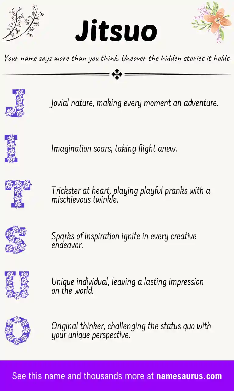 Acrostic poem about Jitsuo.