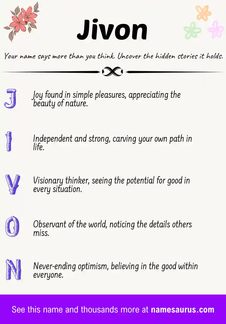Acrostic poem about Jivon.