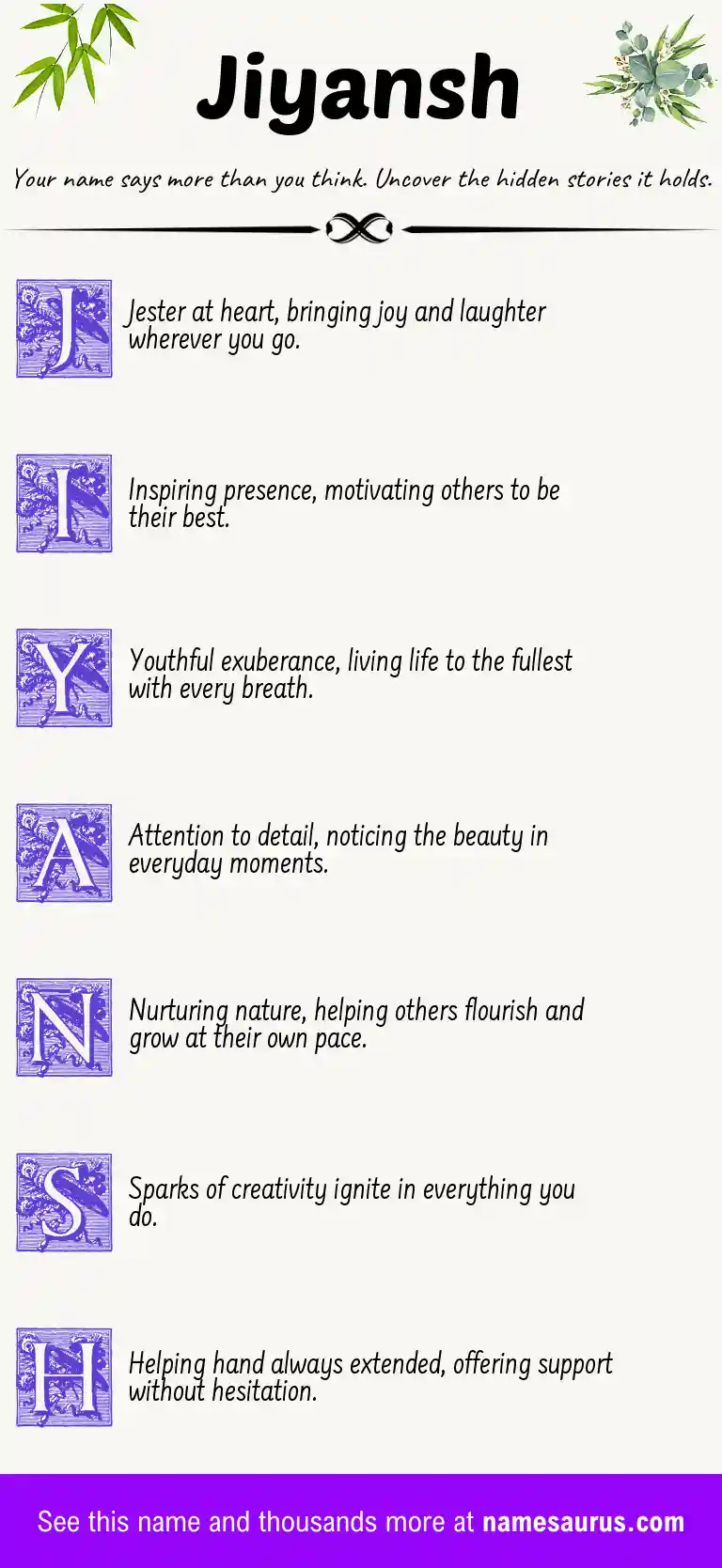 Acrostic poem about Jiyansh.