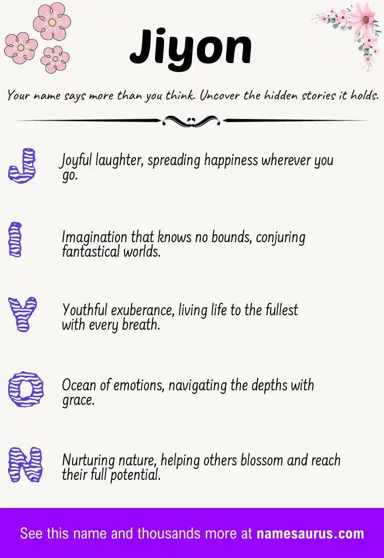 Acrostic poem about Jiyon.