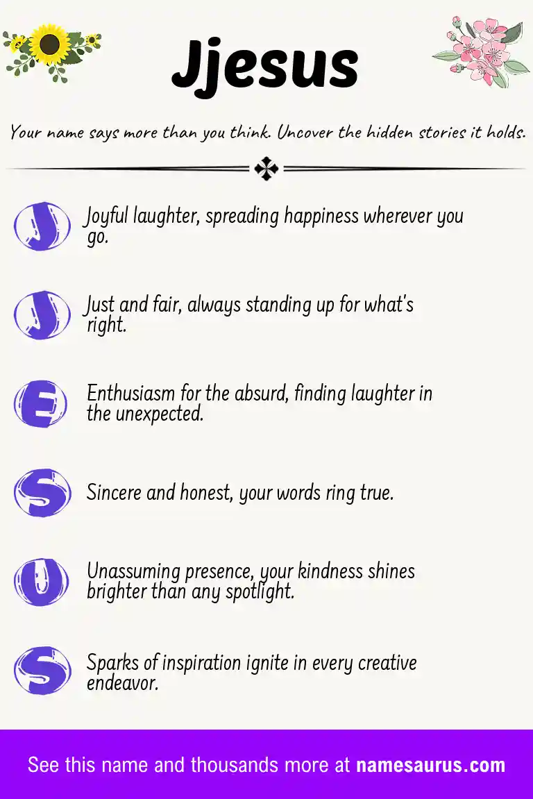 Acrostic poem about Jjesus.