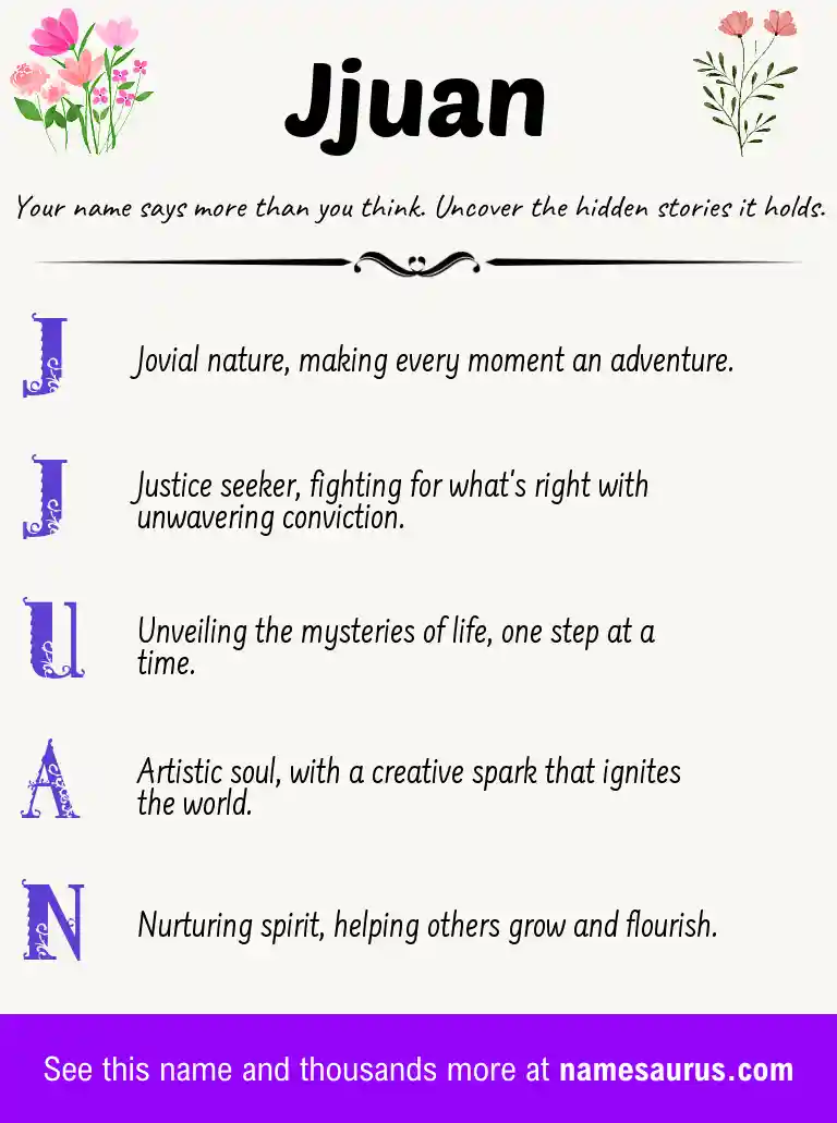 Acrostic poem about Jjuan.