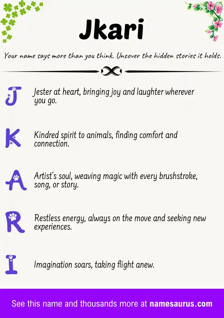 Acrostic poem about Jkari.