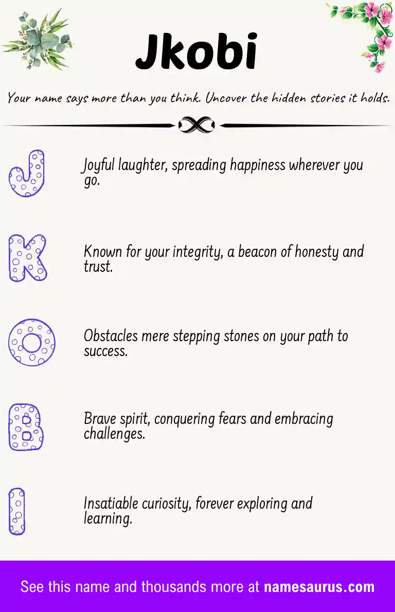 Acrostic poem about Jkobi.