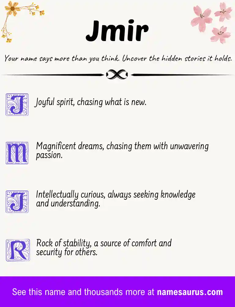 Acrostic poem about Jmir.
