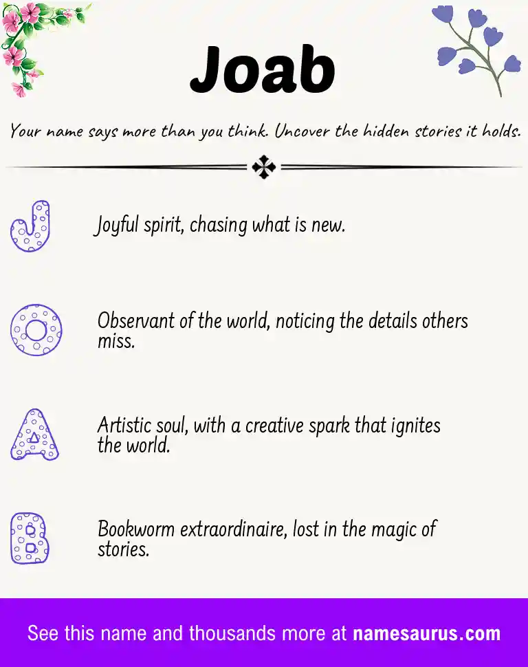 Acrostic poem about Joab.