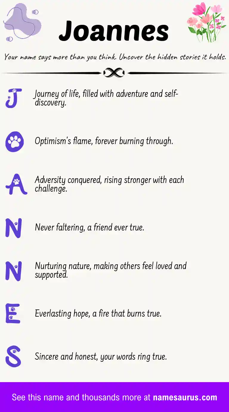 Acrostic poem about Joannes.