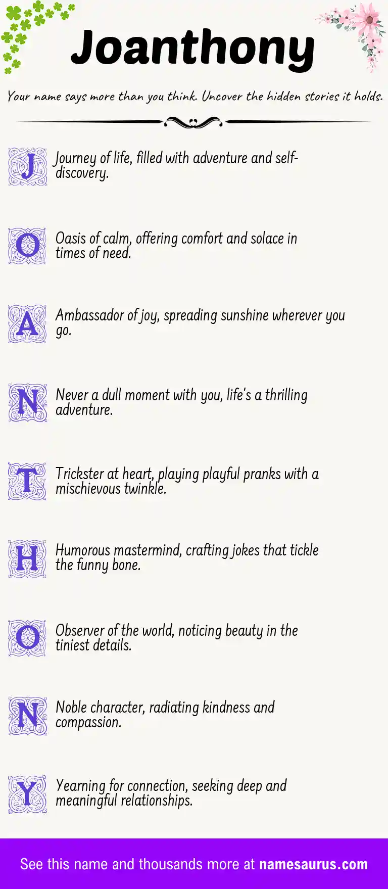 Acrostic poem about Joanthony.