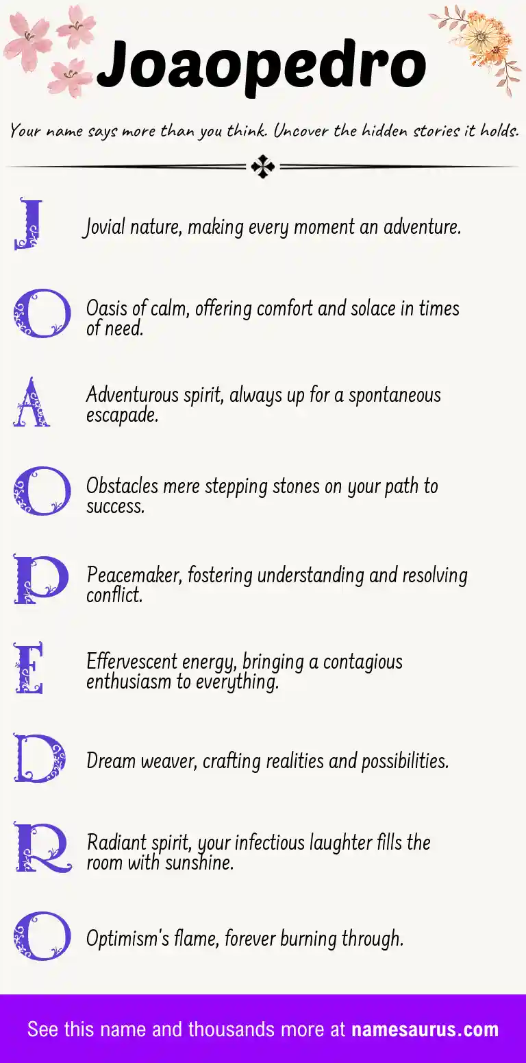 Acrostic poem about Joaopedro.