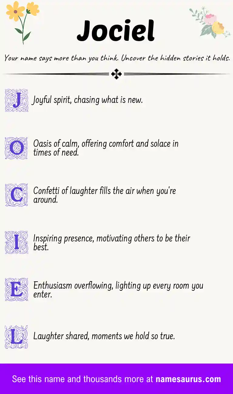 Acrostic poem about Jociel.