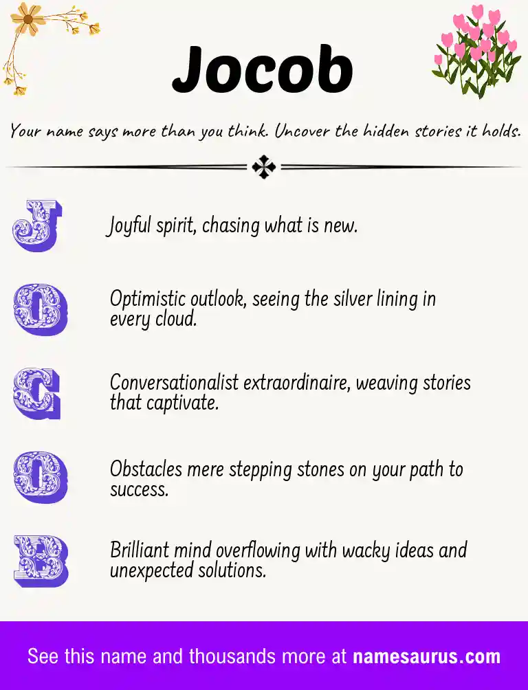 Acrostic poem about Jocob.