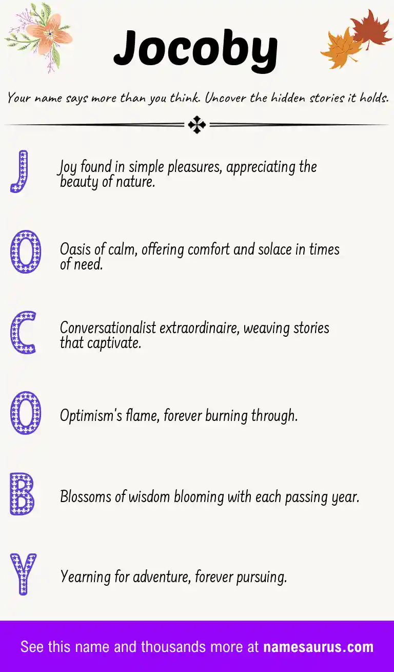 Acrostic poem about Jocoby.
