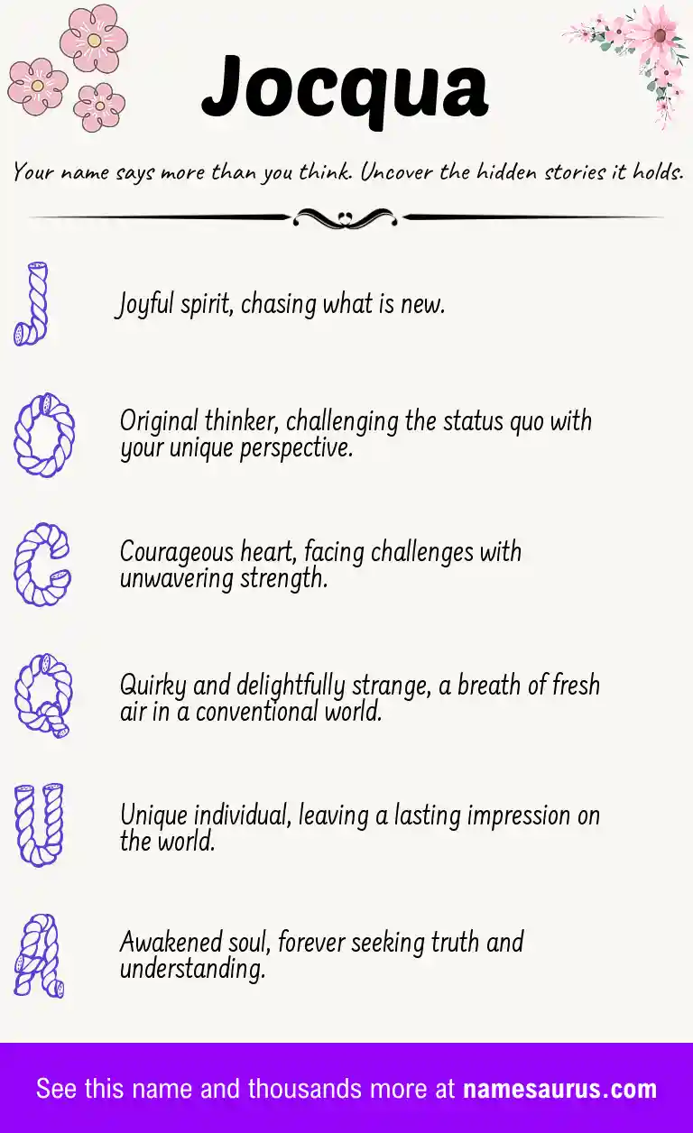 Acrostic poem about Jocqua.