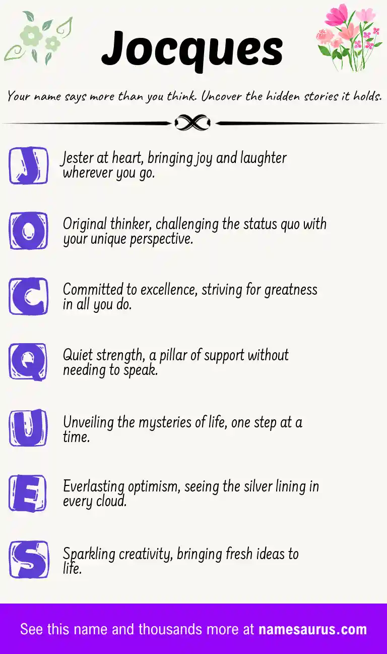 Acrostic poem about Jocques.