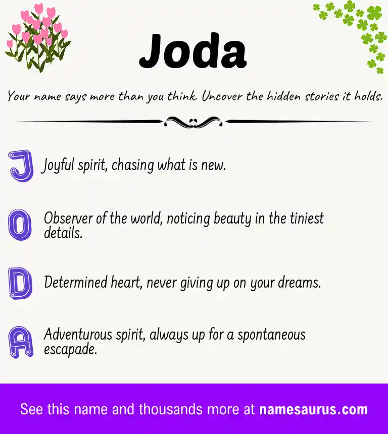 Acrostic poem about Joda.