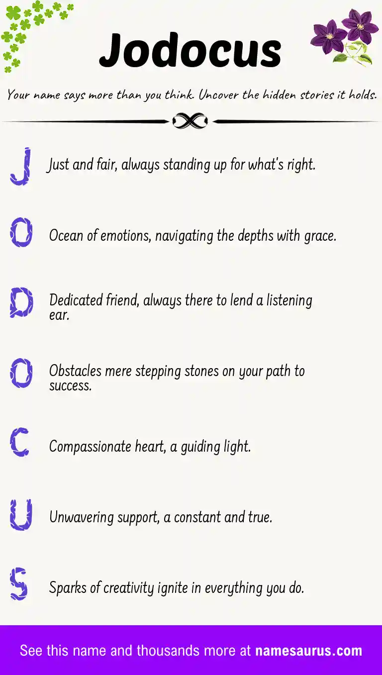 Acrostic poem about Jodocus.