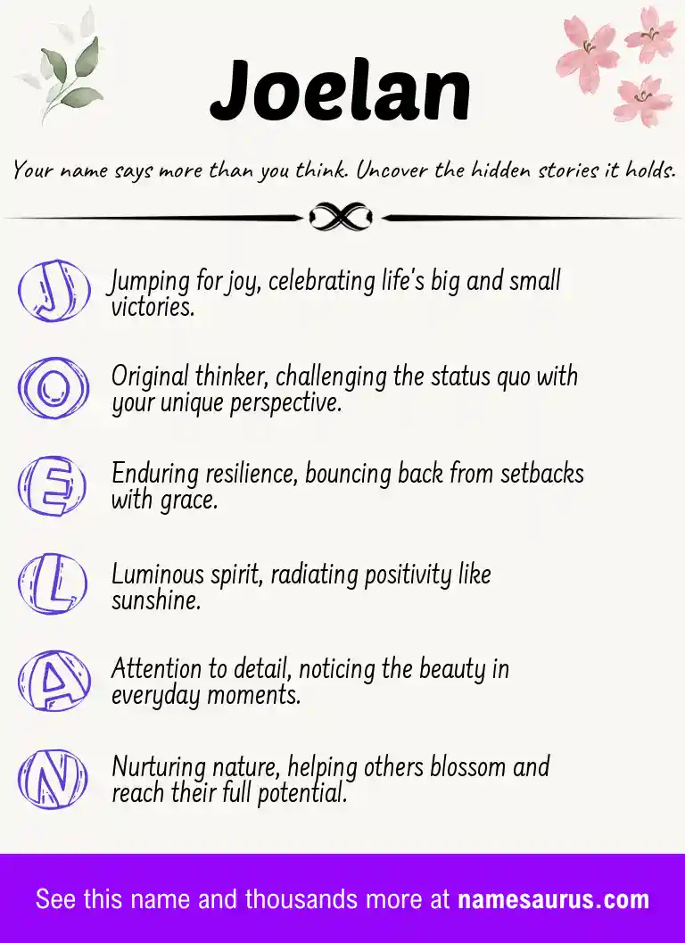 Acrostic poem about Joelan.