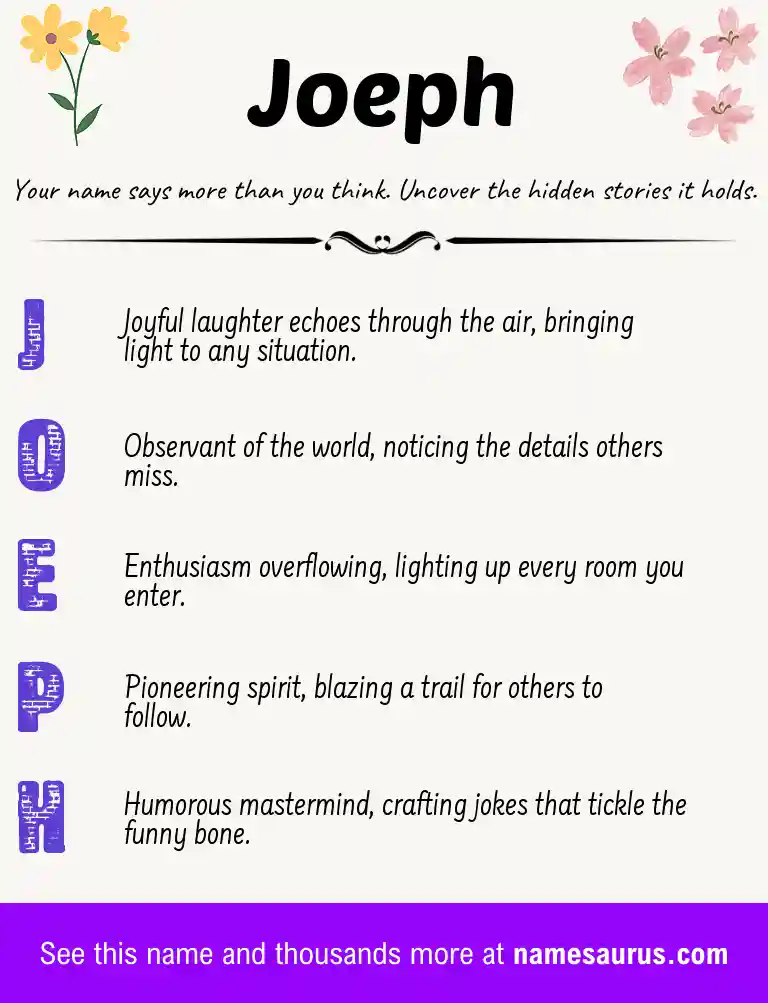Acrostic poem about Joeph.