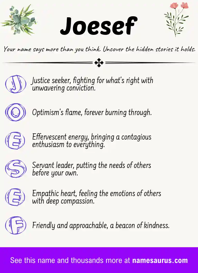 Acrostic poem about Joesef.