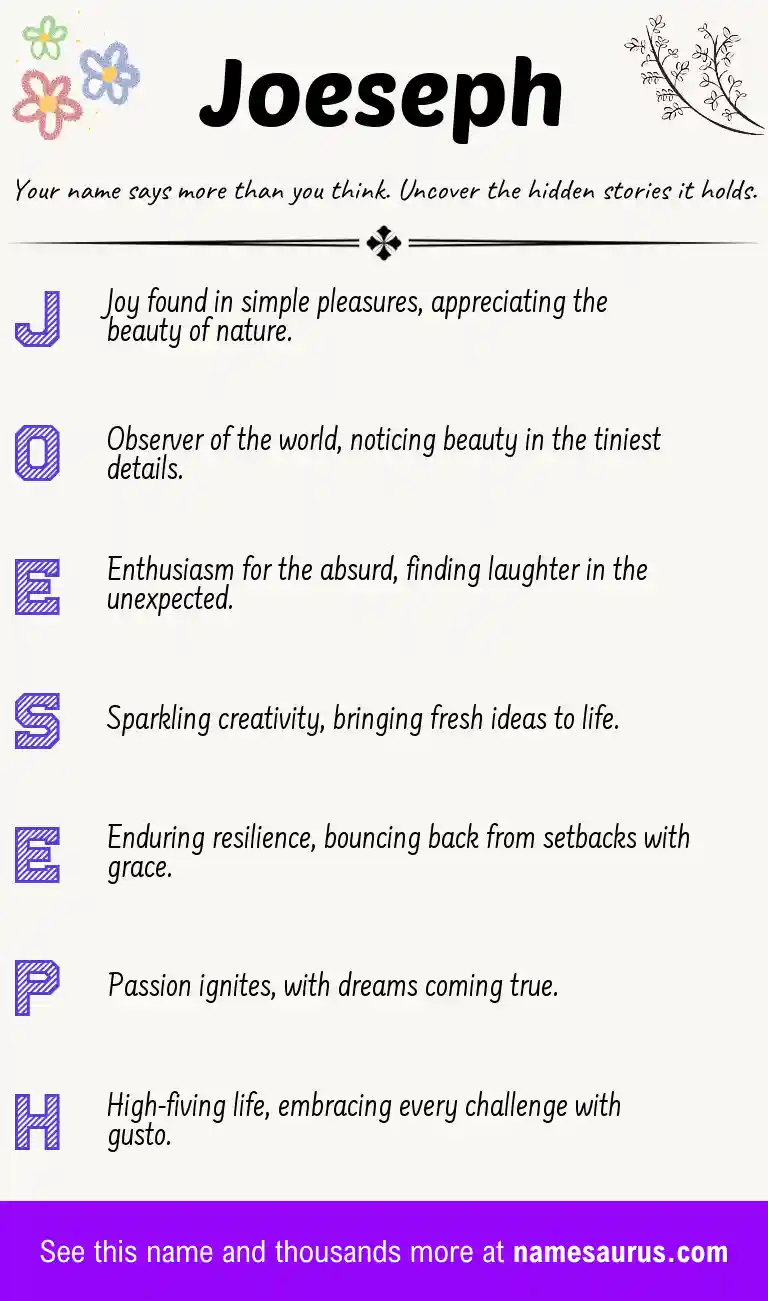 Acrostic poem about Joeseph.
