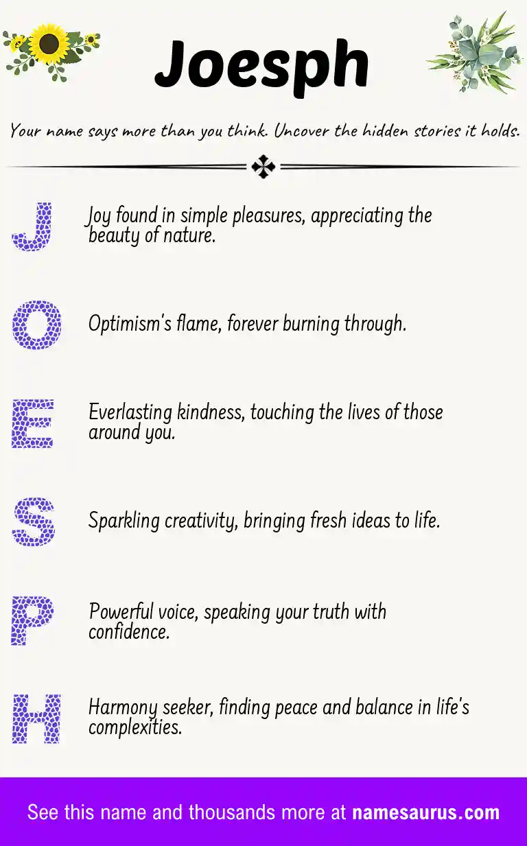 Acrostic poem about Joesph.
