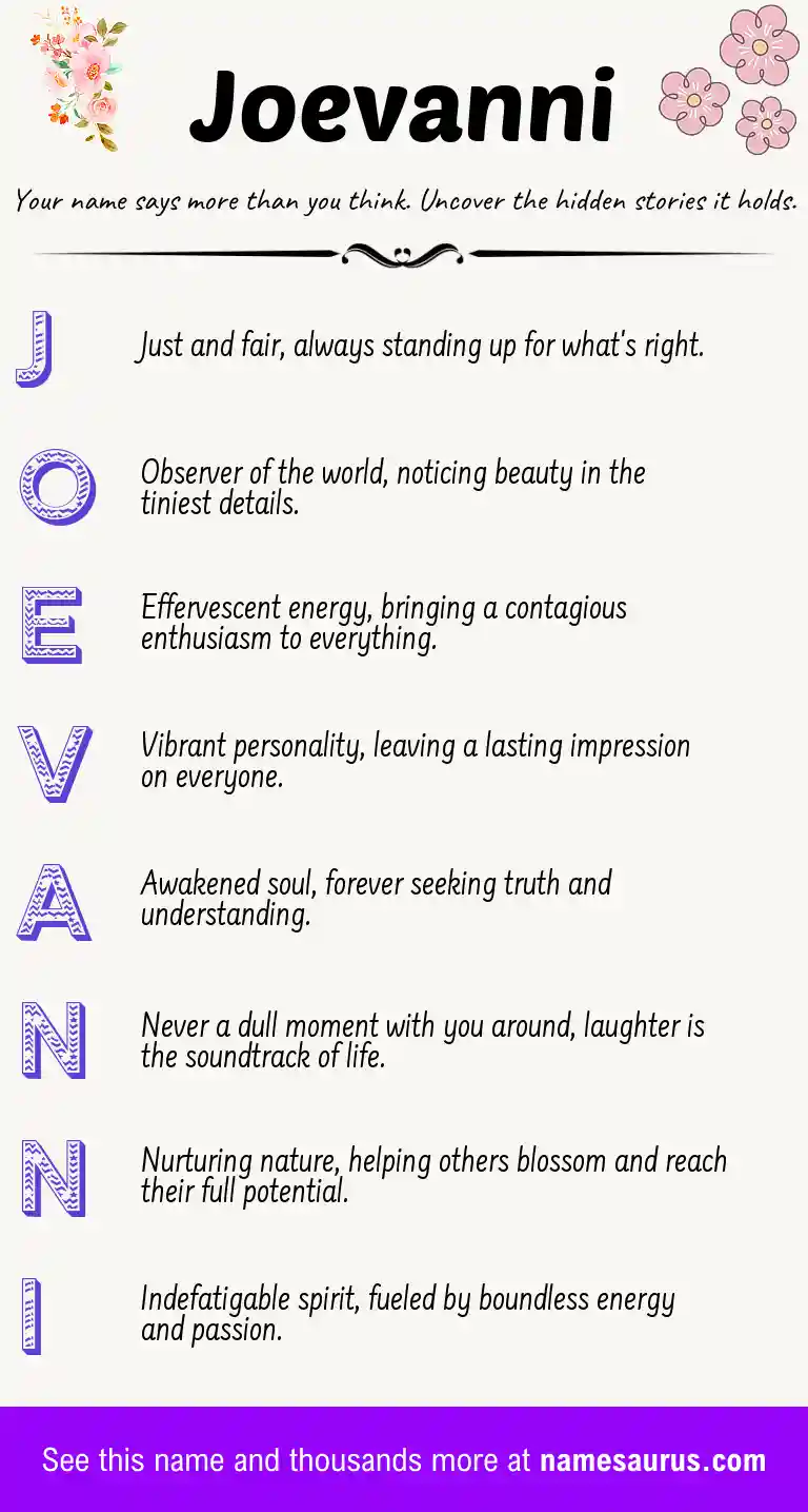 Acrostic poem about Joevanni.