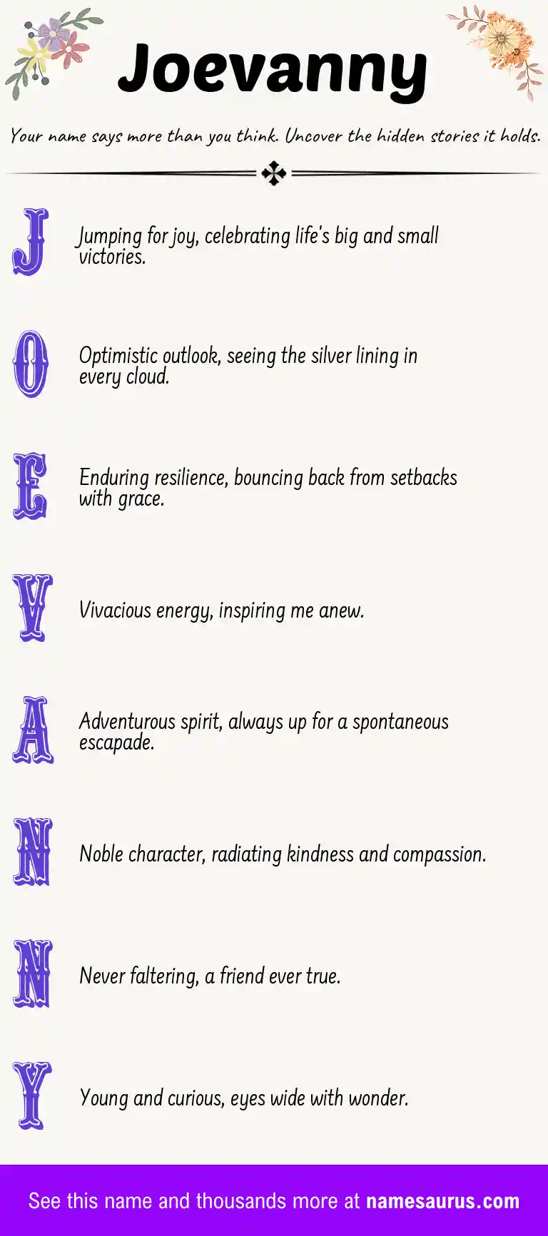 Acrostic poem about Joevanny.