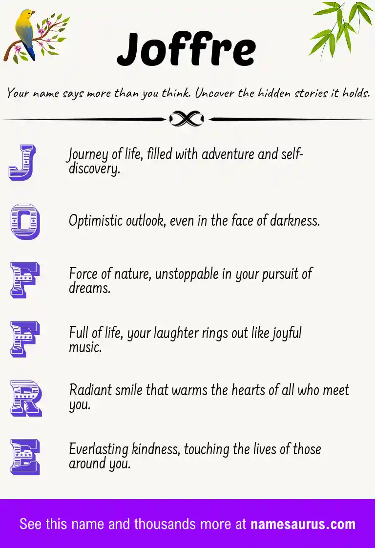 Acrostic poem about Joffre.