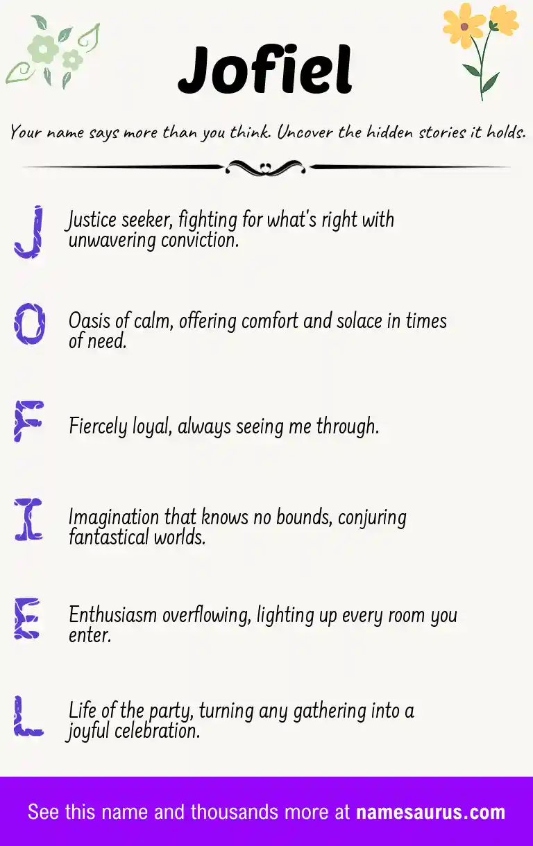Acrostic poem about Jofiel.