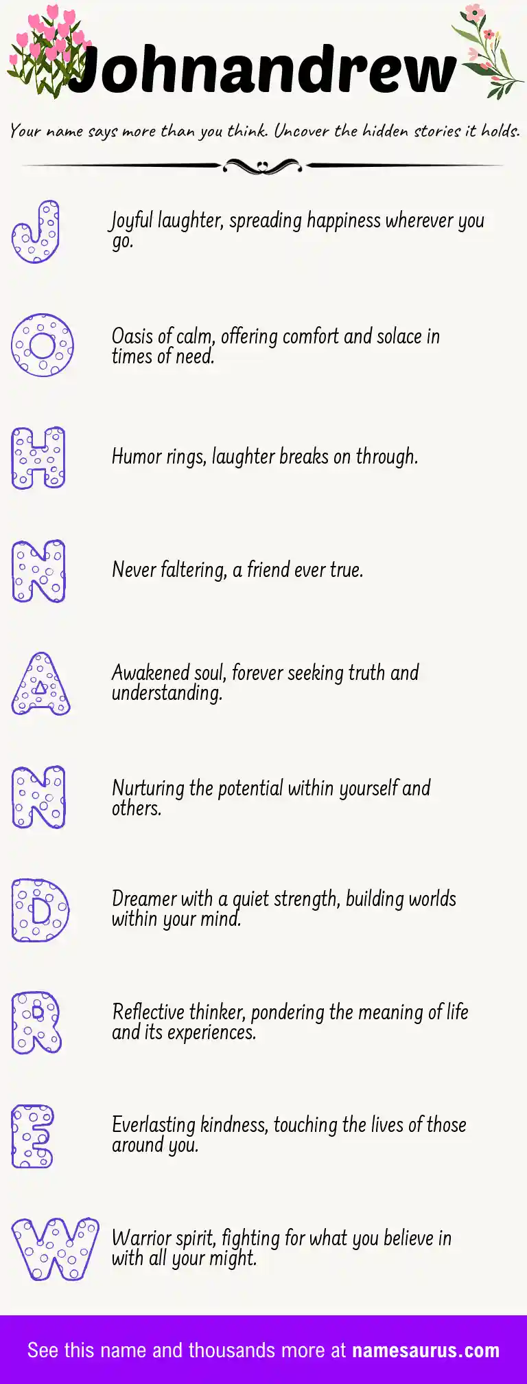 Acrostic poem about Johnandrew.