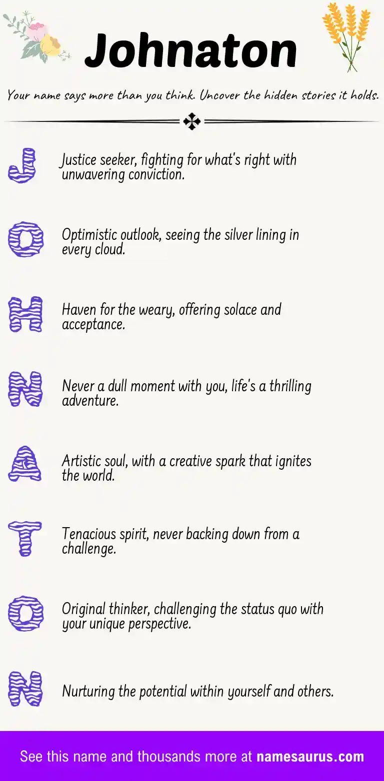 Acrostic poem about Johnaton.