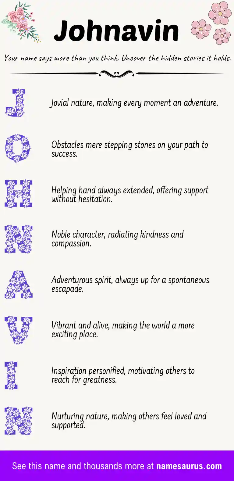Acrostic poem about Johnavin.