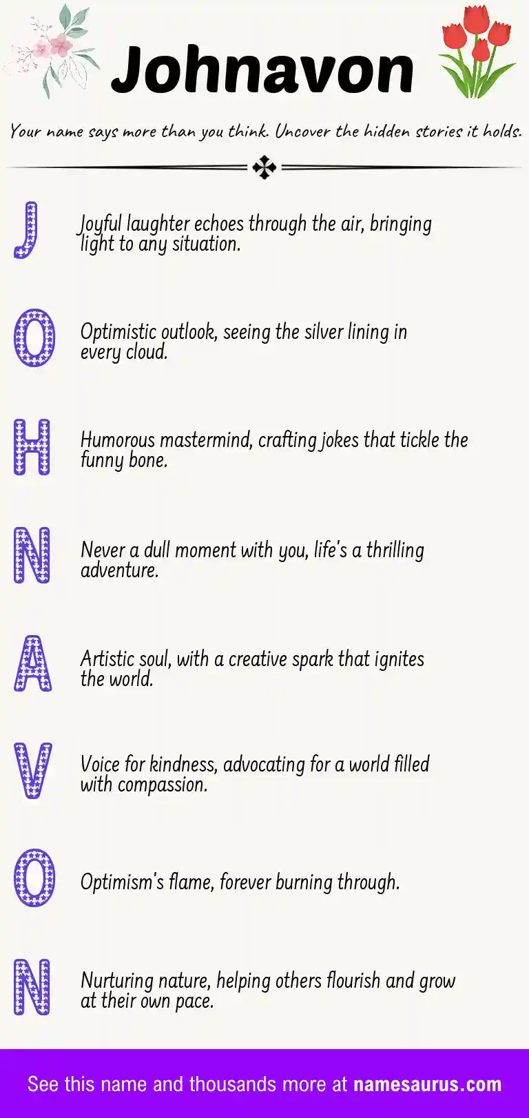 Acrostic poem about Johnavon.