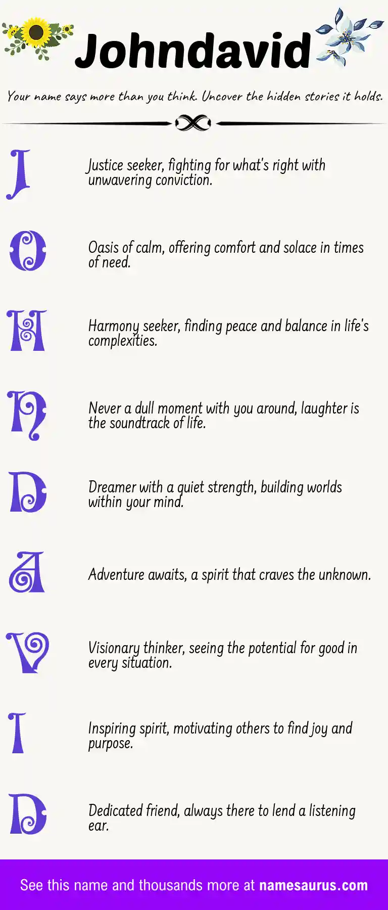 Acrostic poem about Johndavid.