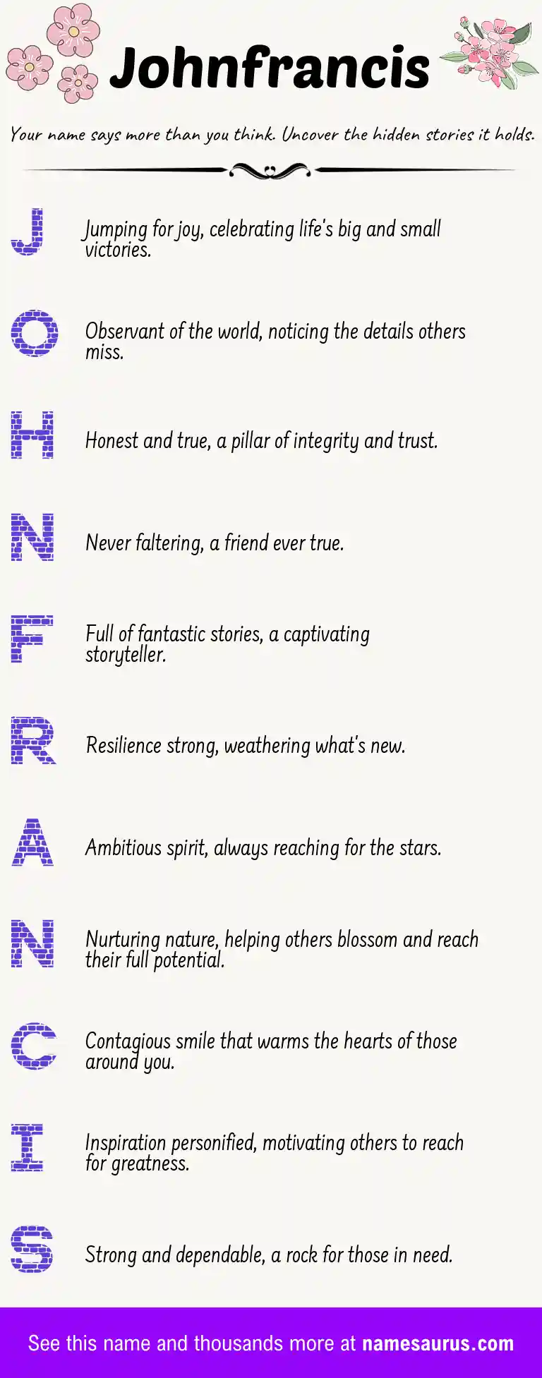 Acrostic poem about Johnfrancis.