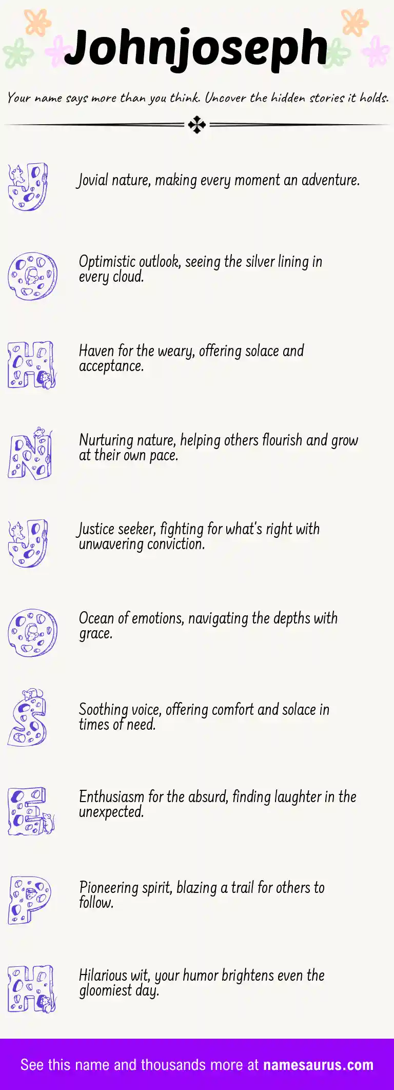 Acrostic poem about Johnjoseph.