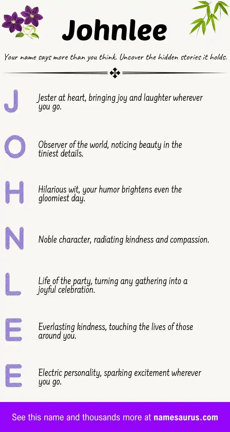 Acrostic poem about Johnlee.