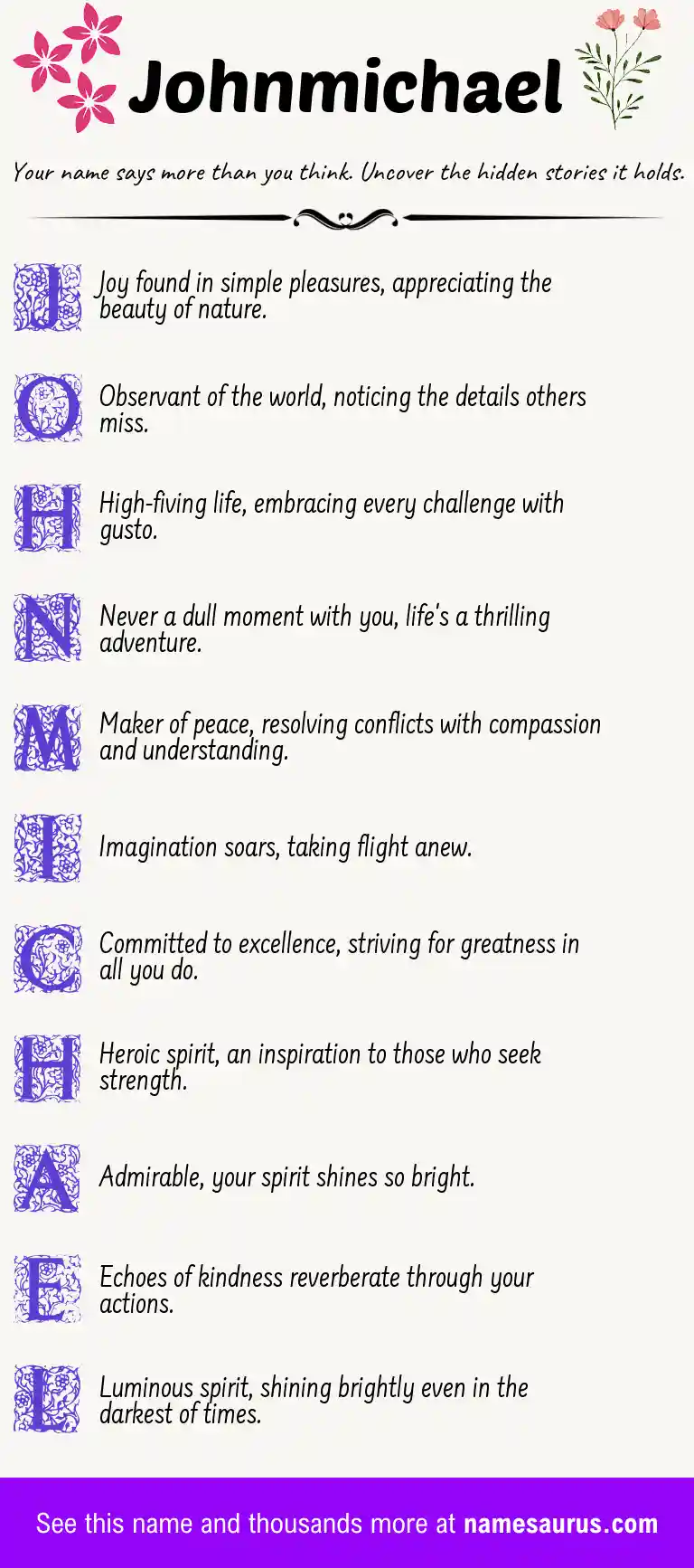 Acrostic poem about Johnmichael.