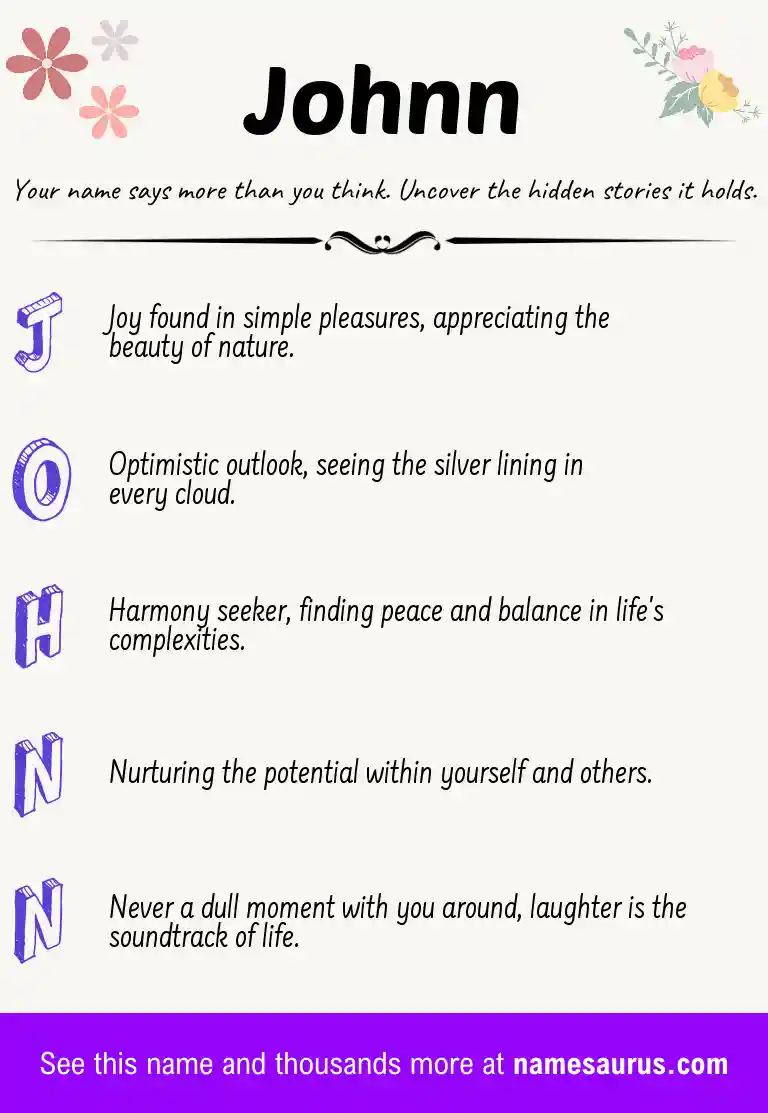 Acrostic poem about Johnn.