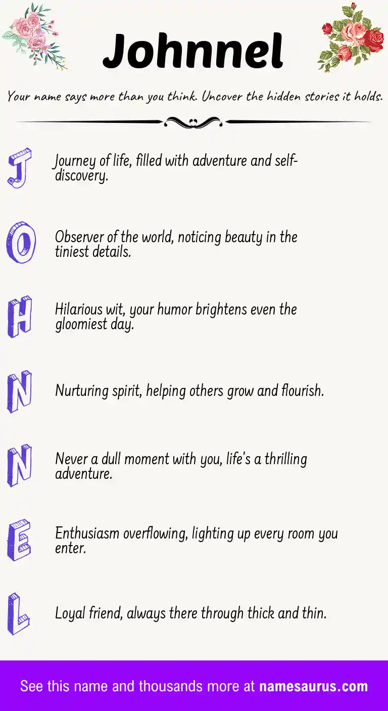 Acrostic poem about Johnnel.